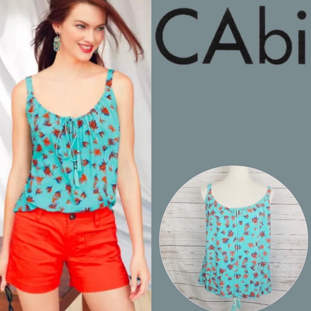 CAbi Tassle Tank Size Large Orange Palms